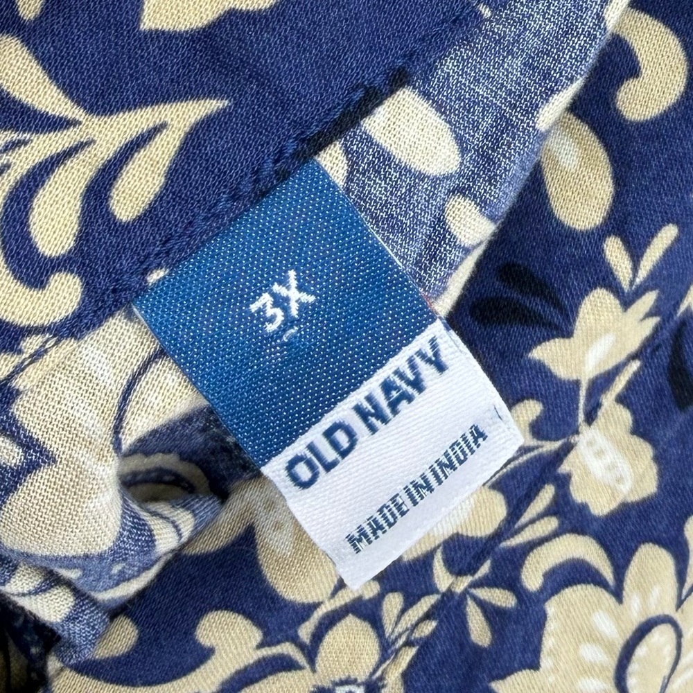 Old Navy V-Neck Tiered Mini Swing Dress in Blue/Tan Floral, Women's 3X - Picture 10 of 12
